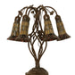Meyda Lighting Stained Glass Pond Lily 19" 6-Light Mahogany Bronze Table Lamp With Amber & Red Shade Glass