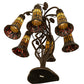 Meyda Lighting Stained Glass Pond Lily 19" 6-Light Mahogany Bronze Table Lamp With Amber & Red Shade Glass