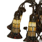 Meyda Lighting Stained Glass Pond Lily 19" 6-Light Mahogany Bronze Table Lamp With Amber & Red Shade Glass