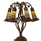 Meyda Lighting Stained Glass Pond Lily 19" 6-Light Mahogany Bronze Table Lamp With Amber & Red Shade Glass