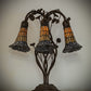 Meyda Lighting Stained Glass Pond Lily 19" 6-Light Mahogany Bronze Table Lamp With Amber & Violet Shade Glass