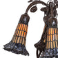 Meyda Lighting Stained Glass Pond Lily 19" 6-Light Mahogany Bronze Table Lamp With Amber & Violet Shade Glass