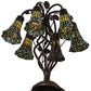 Meyda Lighting Stained Glass Pond Lily 19" 6-Light Mahogany Bronze Table Lamp With Green Art Shade Glass