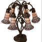 Meyda Lighting Stained Glass Pond Lily 19" 6-Light Mahogany Bronze Table Lamp With Pink Art Shade Glass