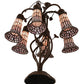 Meyda Lighting Stained Glass Pond Lily 19" 6-Light Mahogany Bronze Table Lamp With Pink Art Shade Glass