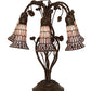 Meyda Lighting Stained Glass Pond Lily 19" 6-Light Mahogany Bronze Table Lamp With Pink Art Shade Glass
