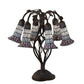 Meyda Lighting Stained Glass Pond Lily 19" 6-Light Mahogany Bronze Table Lamp With Pink & White Shade Glass