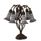Meyda Lighting Stained Glass Pond Lily 19" 6-Light Mahogany Bronze Table Lamp With Pink & White Shade Glass