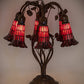 Meyda Lighting Stained Glass Pond Lily 19" 6-Light Mahogany Bronze Table Lamp With Red Shade Glass