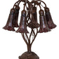 Meyda Lighting Stained Glass Pond Lily 19" 6-Light Mahogany Bronze Table Lamp With Red Shade Glass