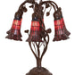 Meyda Lighting Stained Glass Pond Lily 19" 6-Light Mahogany Bronze Table Lamp With Red Shade Glass