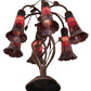 Meyda Lighting Stained Glass Pond Lily 19" 6-Light Mahogany Bronze Table Lamp With Red Shade Glass
