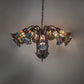 Meyda Lighting Stained Glass Pond Lily 24" 12-Light Mahogany Bronze Chandelier With Multi-Colored Shade Glass