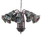 Meyda Lighting Stained Glass Pond Lily 24" 12-Light Mahogany Bronze Chandelier With Multi-Colored Shade Glass