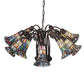Meyda Lighting Stained Glass Pond Lily 24" 12-Light Mahogany Bronze Chandelier With Multi-Colored Shade Glass