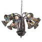 Meyda Lighting Stained Glass Pond Lily 24" 12-Light Mahogany Bronze Chandelier With Multi-Colored Shade Glass