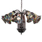 Meyda Lighting Stained Glass Pond Lily 24" 12-Light Mahogany Bronze Chandelier With Multi-Colored Shade Glass