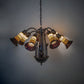 Meyda Lighting Stained Glass Pond Lily 24" 12-Light Mahogany Bronze Chandelier With Red & Amber Shade Glass