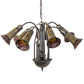 Meyda Lighting Stained Glass Pond Lily 24" 12-Light Mahogany Bronze Chandelier With Red & Amber Shade Glass