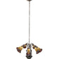 Meyda Lighting Stained Glass Pond Lily 24" 12-Light Mahogany Bronze Chandelier With Red & Amber Shade Glass