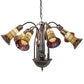 Meyda Lighting Stained Glass Pond Lily 24" 12-Light Mahogany Bronze Chandelier With Red & Amber Shade Glass