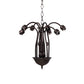Meyda Lighting Stained Glass Pond Lily 24" 7-Light Mahogany Bronze Chandelier With Orange & Green Shade Glass