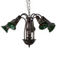 Meyda Lighting Stained Glass Pond Lily 24" 7-Light Mahogany Bronze Chandelier With Orange & Green Shade Glass