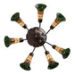 Meyda Lighting Stained Glass Pond Lily 24" 7-Light Mahogany Bronze Chandelier With Orange & Green Shade Glass