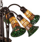 Meyda Lighting Stained Glass Pond Lily 24" 7-Light Mahogany Bronze Chandelier With Orange & Green Shade Glass