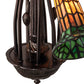 Meyda Lighting Stained Glass Pond Lily 24" 7-Light Mahogany Bronze Chandelier With Orange & Green Shade Glass