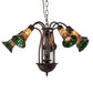 Meyda Lighting Stained Glass Pond Lily 24" 7-Light Mahogany Bronze Chandelier With Orange & Green Shade Glass