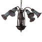 Meyda Lighting Stained Glass Pond Lily 24" 7-Light Mahogany Bronze Chandelier With Pink & White Shade Glass