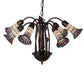 Meyda Lighting Stained Glass Pond Lily 24" 7-Light Mahogany Bronze Chandelier With Pink & White Shade Glass