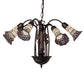 Meyda Lighting Stained Glass Pond Lily 24" 7-Light Mahogany Bronze Chandelier With Pink & White Shade Glass