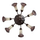 Meyda Lighting Stained Glass Pond Lily 24" 7-Light Mahogany Bronze Chandelier With Pink & White Shade Glass