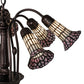 Meyda Lighting Stained Glass Pond Lily 24" 7-Light Mahogany Bronze Chandelier With Pink & White Shade Glass