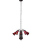 Meyda Lighting Stained Glass Pond Lily 24" 7-Light Mahogany Bronze Chandelier With Red Shade Glass
