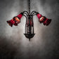 Meyda Lighting Stained Glass Pond Lily 24" 7-Light Mahogany Bronze Chandelier With Red Shade Glass