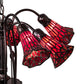Meyda Lighting Stained Glass Pond Lily 24" 7-Light Mahogany Bronze Chandelier With Red Shade Glass