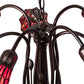 Meyda Lighting Stained Glass Pond Lily 24" 7-Light Mahogany Bronze Chandelier With Red Shade Glass