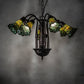 Meyda Lighting Stained Glass Pond Lily 24" 7-Light Mahogany Bronze Chandelier With Yellow & Green Shade Glass
