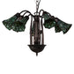 Meyda Lighting Stained Glass Pond Lily 24" 7-Light Mahogany Bronze Chandelier With Yellow & Green Shade Glass
