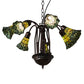 Meyda Lighting Stained Glass Pond Lily 24" 7-Light Mahogany Bronze Chandelier With Yellow & Green Shade Glass