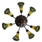 Meyda Lighting Stained Glass Pond Lily 24" 7-Light Mahogany Bronze Chandelier With Yellow & Green Shade Glass