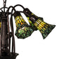 Meyda Lighting Stained Glass Pond Lily 24" 7-Light Mahogany Bronze Chandelier With Yellow & Green Shade Glass