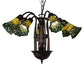 Meyda Lighting Stained Glass Pond Lily 24" 7-Light Mahogany Bronze Chandelier With Yellow & Green Shade Glass