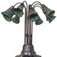 Meyda Lighting Stained Glass Pond Lily 25" 10-Light Mahogany Bronze Table Lamp With Green Shade Glass