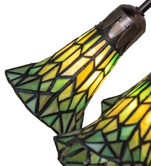 Meyda Lighting Stained Glass Pond Lily 25" 10-Light Mahogany Bronze Table Lamp With Green Shade Glass
