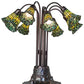 Meyda Lighting Stained Glass Pond Lily 25" 10-Light Mahogany Bronze Table Lamp With Green Shade Glass