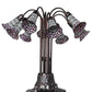 Meyda Lighting Stained Glass Pond Lily 25" 10-Light Mahogany Bronze Table Lamp With Pink & White Shade Glass